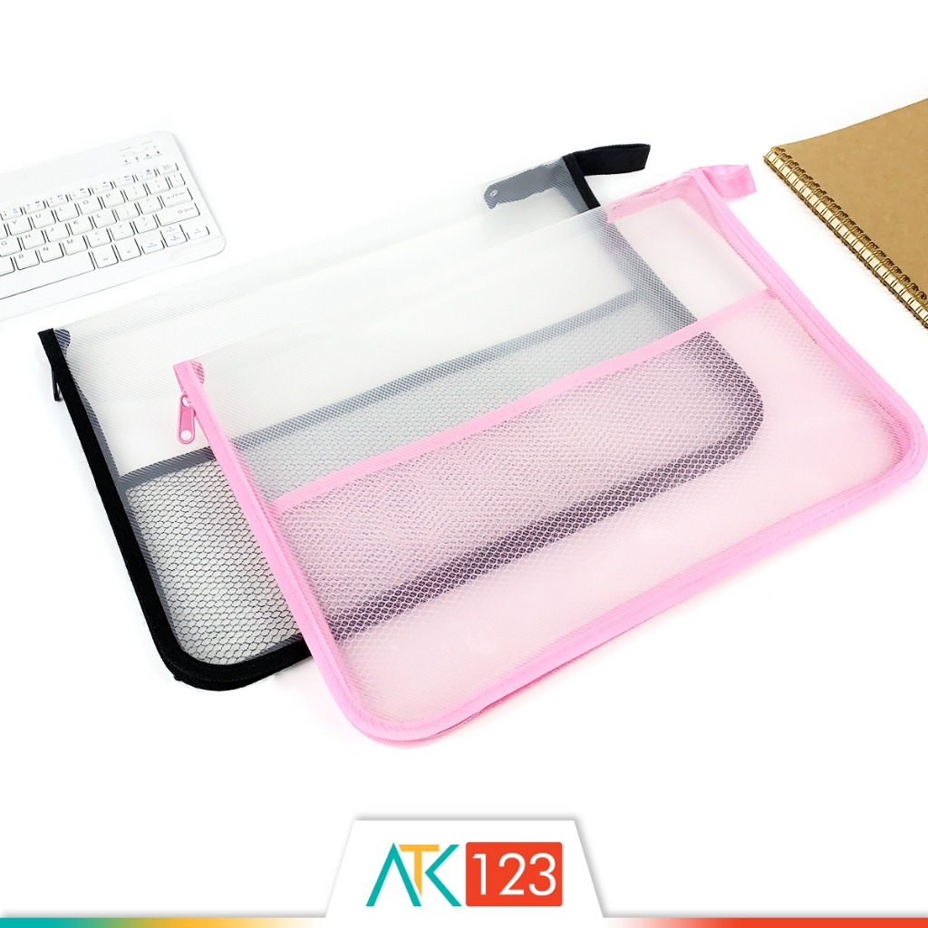 

Tas / Map Dokumen Plastik / Jaring / Jala / Ritsleting / Resleting / Alat Tulis / Document / Stationery / Zipper File Bag / Folder Folio / F4 Jenia ZP-PLS