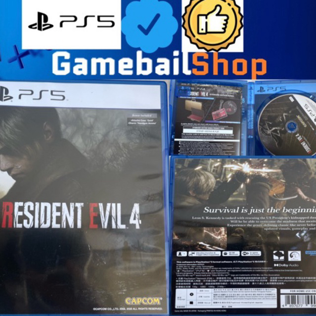 Resident Evil 4 RE 4 Remake PS5 / PS4 Game ( Reg 3 Asia / 2 / English ) Kaset Game BD PS5 PS4 FISIK