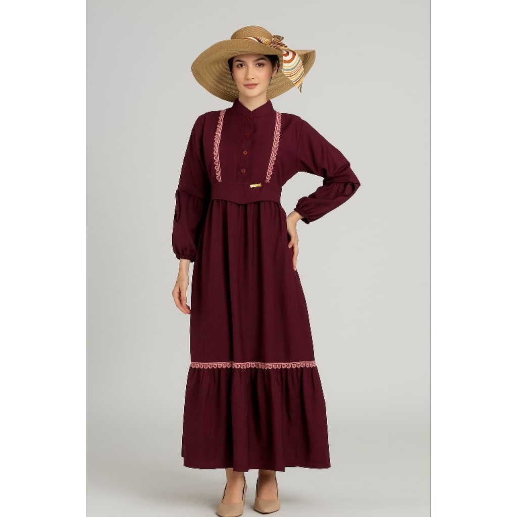 OutfiitbyMeta Aliyah dress polo linen premium mix renda gamis daily adem gamis kondangan busui