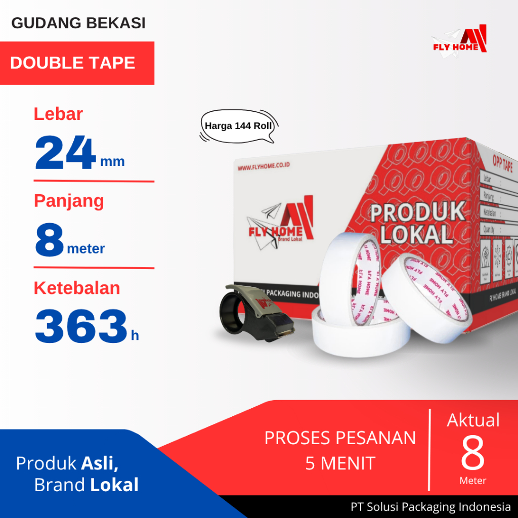 

FLYHOME 1Dus Double Tape 24x8M 1inchi Hotmell 8meter CARGO