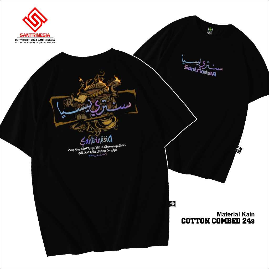 Santrinesia Kaos The Santri Ngaji ngopi Culture Pesantren Sablon Bisa Menyala Bahan cotton Combed 24
