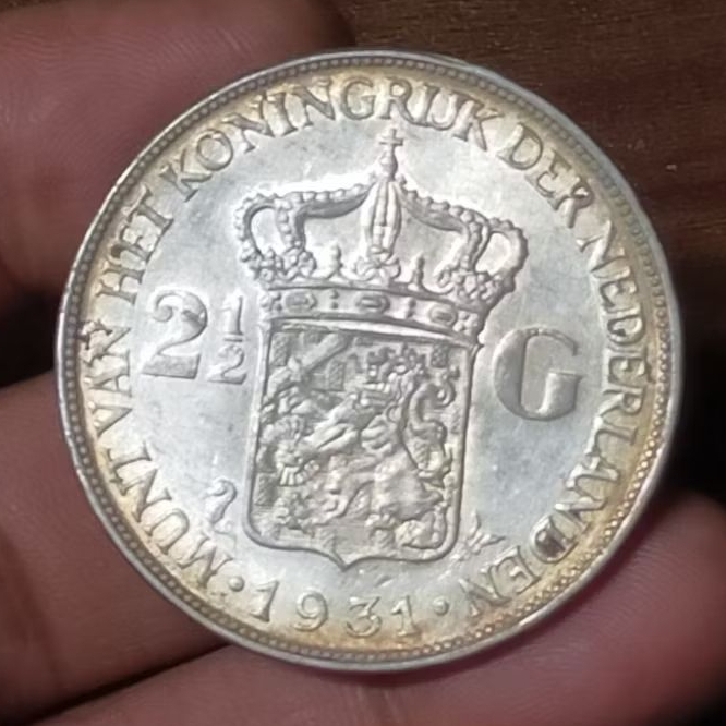 #2.WB. KOIN KUNO || KOIN PERAK || SILVER COIN WILHELMINA 2 1/2 G  TAHUN 1931