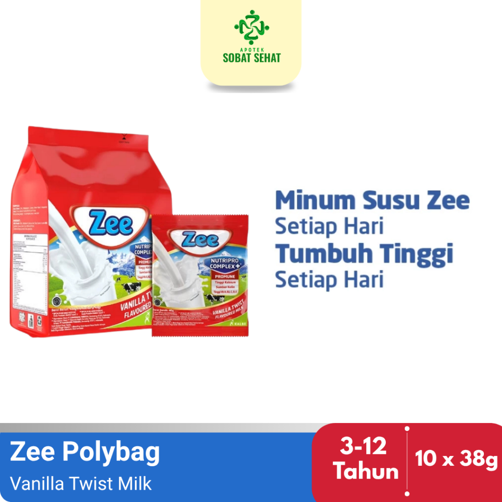 

ZEE Sachet In Bag Rasa Vanilla Twist - 10 x 38 gram - susu dengan penuh nutrisi DHA & Tinggi Kalsium