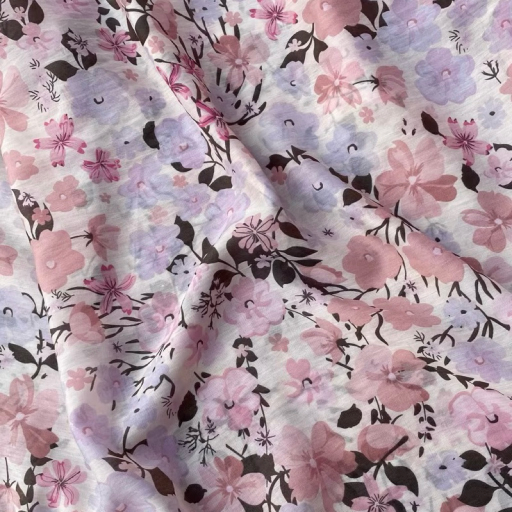 kain katun semi sutra motif bunga