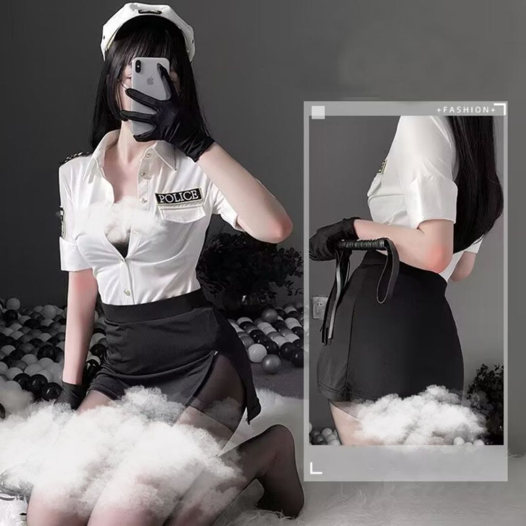Night Show Lingerie Cosplay Police Sexy Set Baju Rok Mini Kostum Cosplay big size 6A539