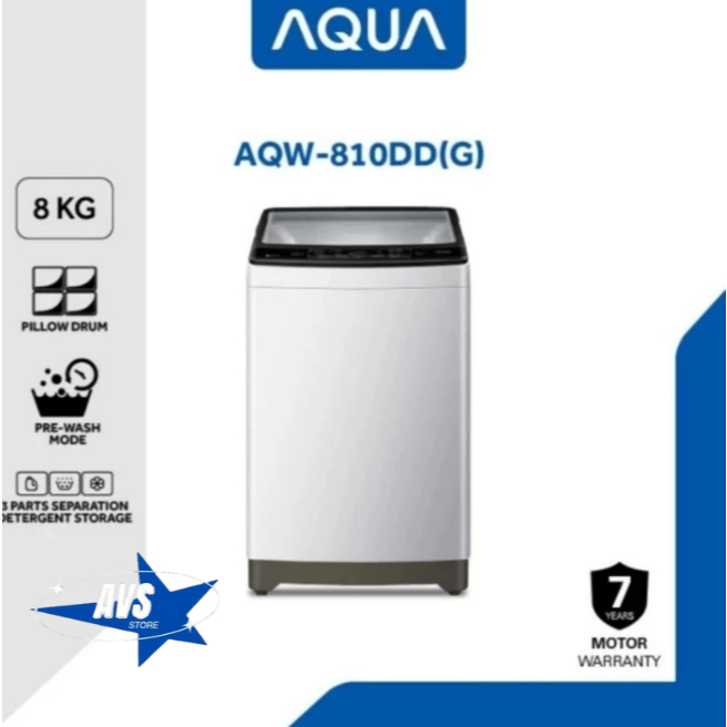 AQUA  MESIN CUCI 1 TABUNG OTOMATIS 8KG AQW 810DD