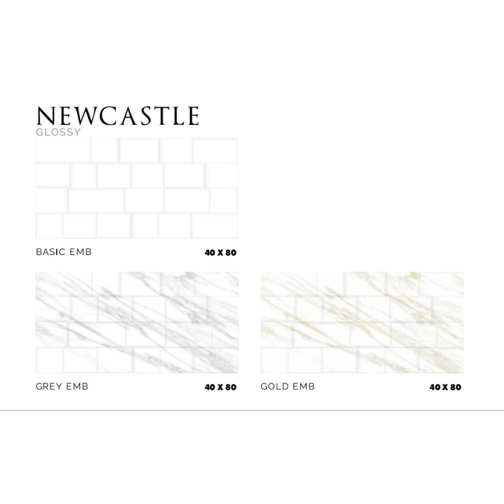 KERAMIK MEREK PLATINUM TYPE NEWCASTLE BASIC EMB NEWCASTLE GREY EMB NEWCASTLE GOLD EMB UKURAN 40X80 G