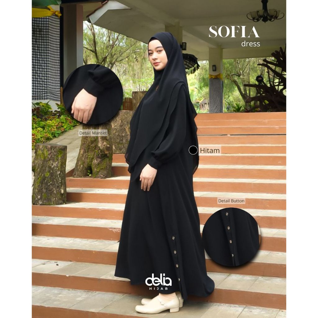 Delia Hijab - SOFIA DELIA DRESS GAMIS WANITA DRESS TERBARU DELIA HIJAB-BONUS BERGO ZOYA
