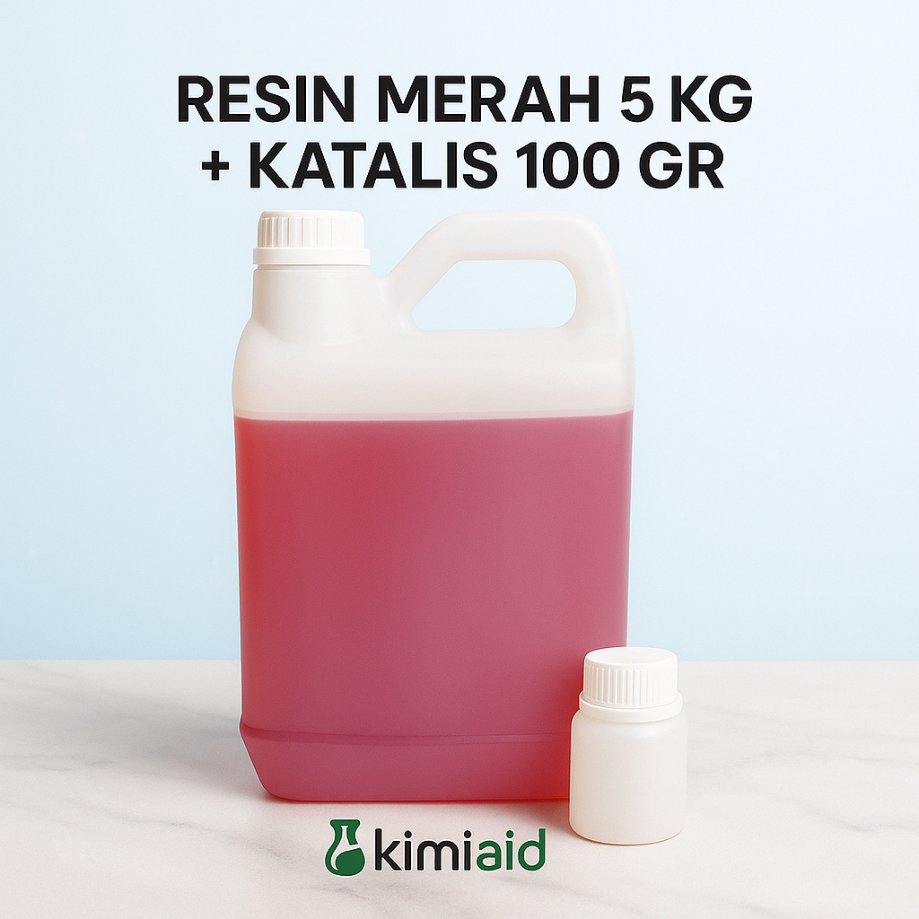 Resin Merah 5 Kg + Katalis - Resin Polyester Merah - Fiberglass - Resin Unsaturated Polyester