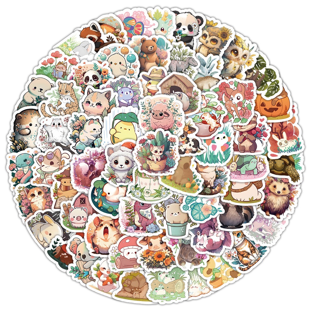 

Stiker Karakter Binatang Bunga lucu 50 pcs Anti Air Scrapbook HP Loverstuff