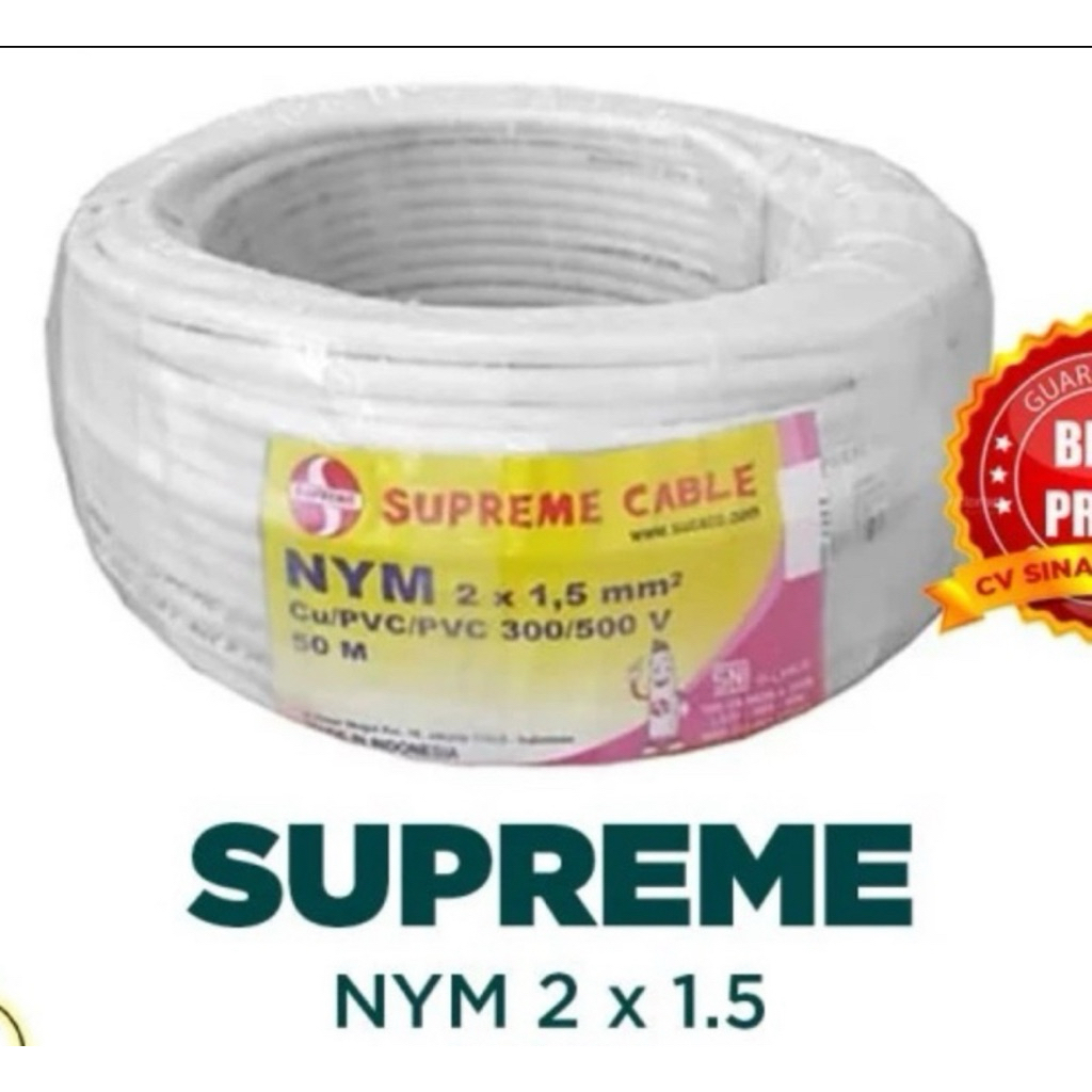 Kabel listrik NYM Supreme Batang kawat 2x1,5mm2 per Meter