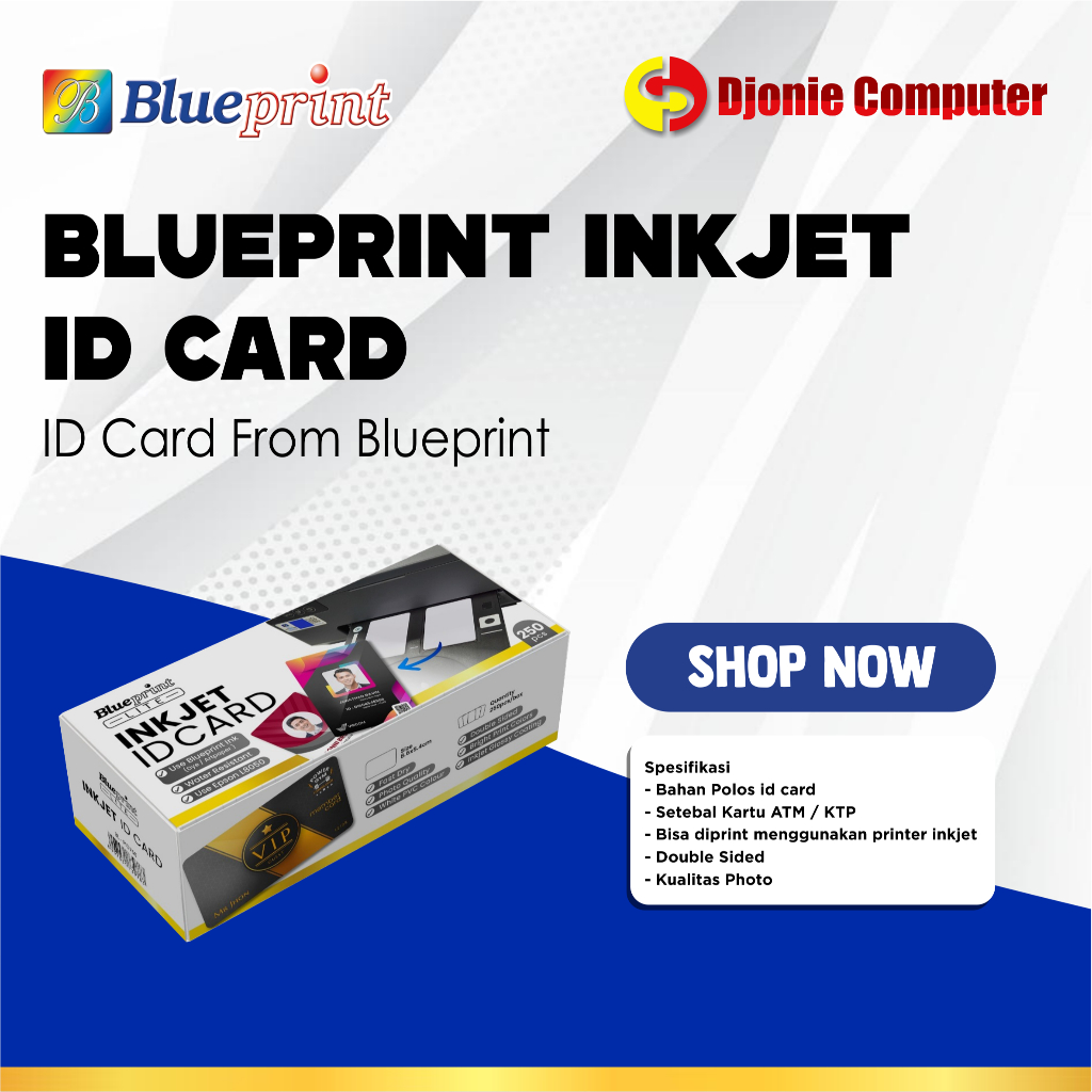 

Kartu Printable inkjet ID card blueprint 8.6x5.4 760 mic untuk Epson L8050