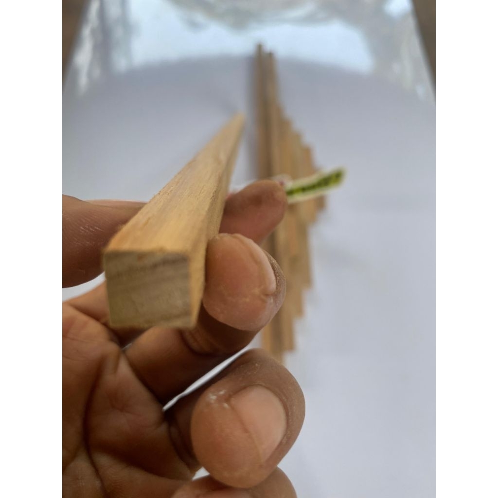 Kayu jati 8mm x 8mm x 5cm - 35cm papan lis kayu stick kayu jati, bukan jati belanda bisa custom sesu