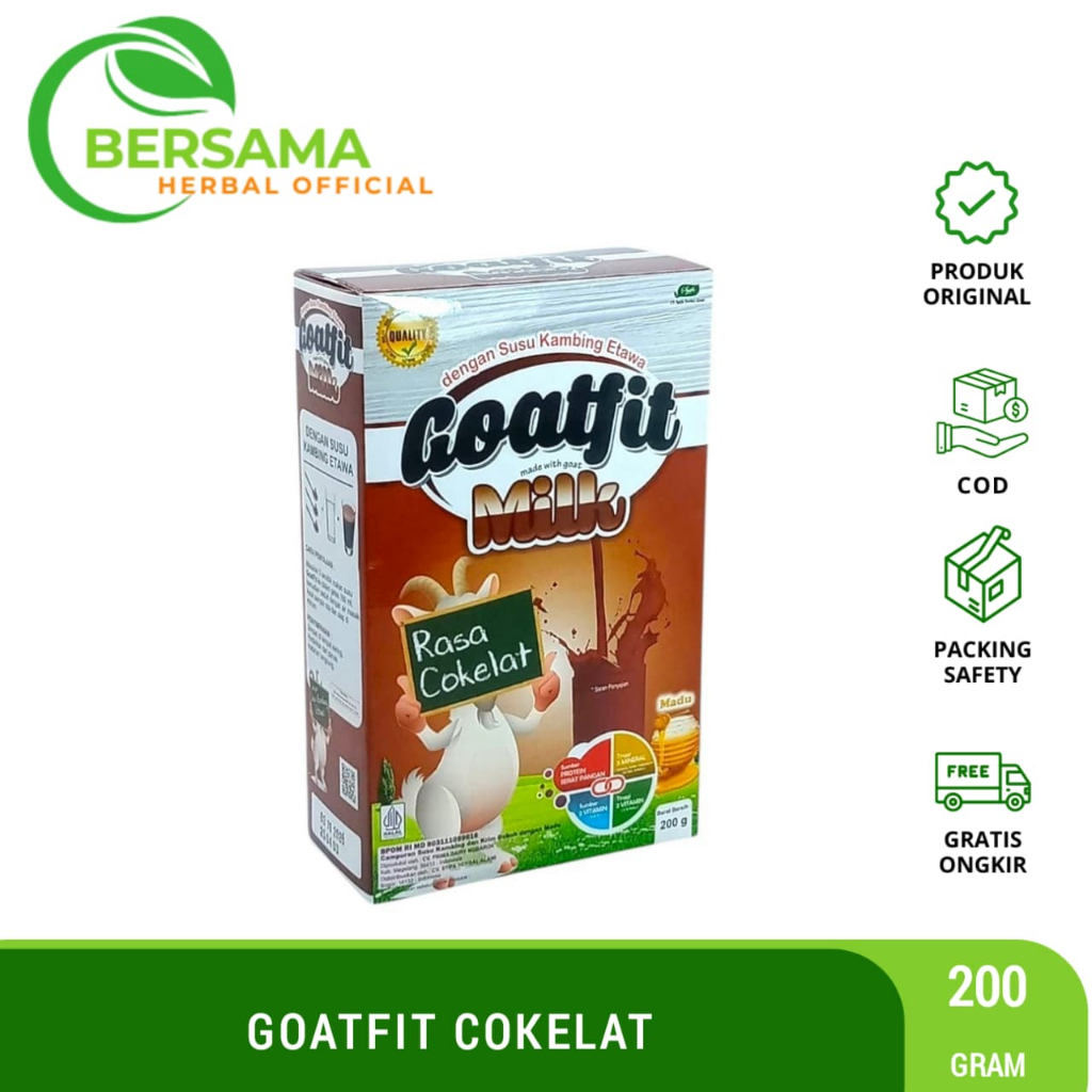 

Goatfit Milk Cokelat 200 Gr | Susu Kambing Etawa Plus Royal Jelly | Goat Fit Coklat Per Box | Primagoat