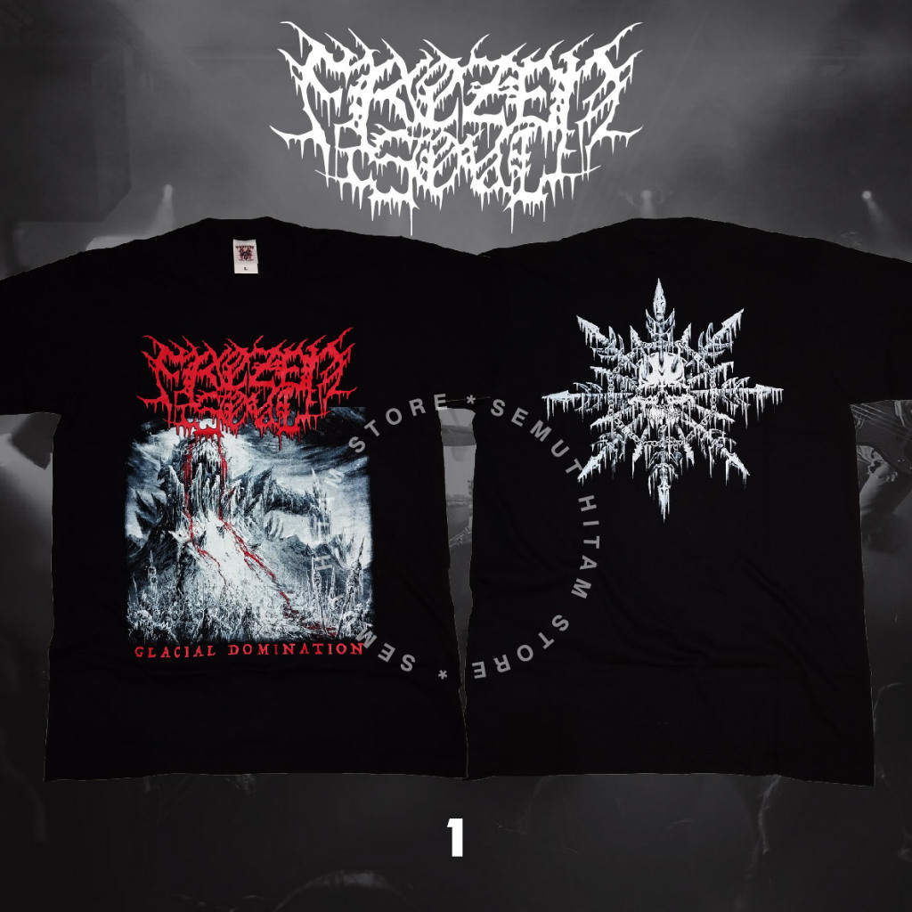 Kaos FROZEN SOUL GLACIAL DOMINATION Builtup Band Musik Rock Metal Prapatan Rebel Puritan