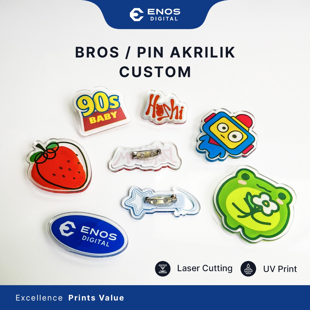 Custom Pin Akrilik / Bros Akrilik Custom Nama Logo / Enamel Pin Custom / Pin Dekorasi Topi Tas