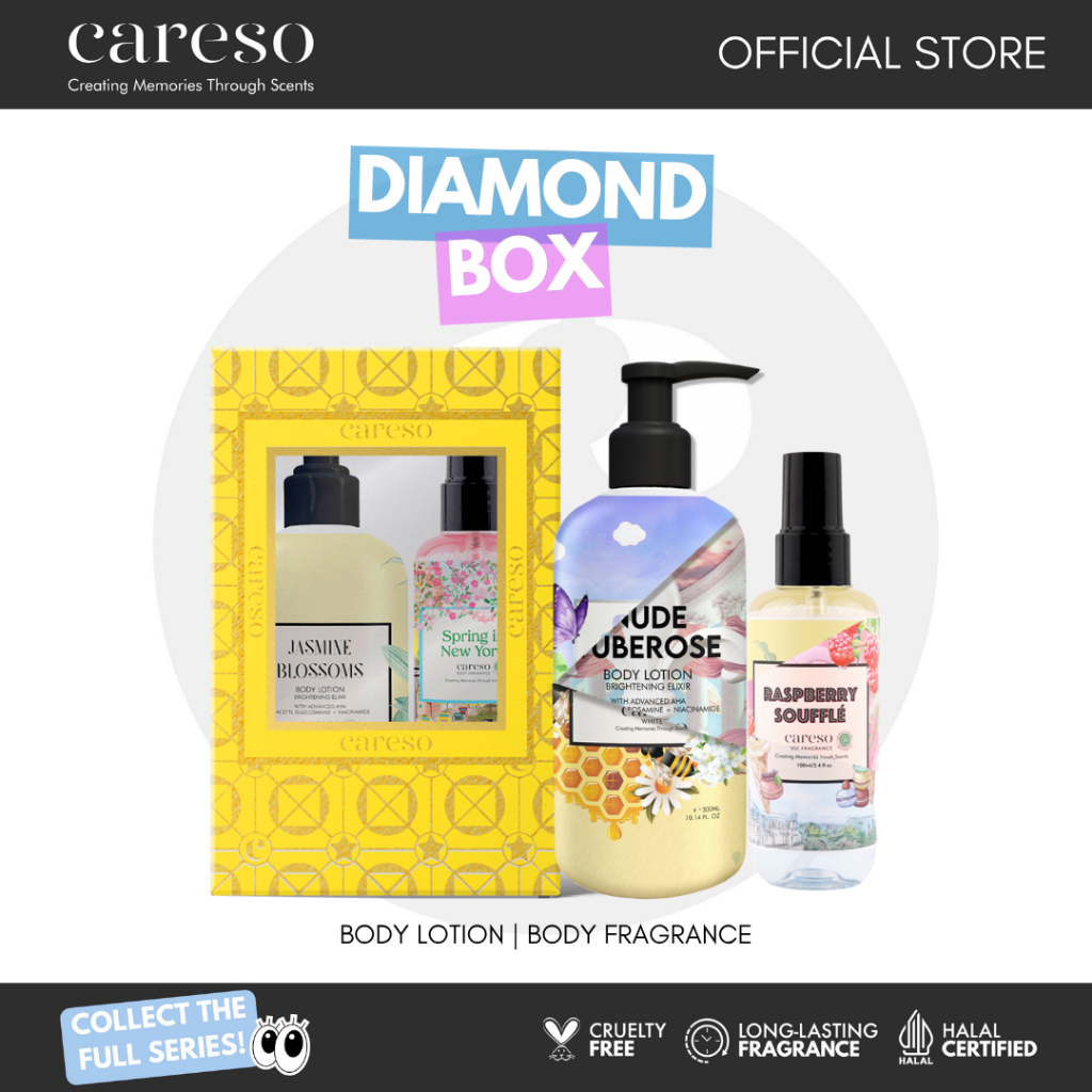 [CUCI GUDANG] CARESO Diamond Gift Box Green - Body Lotion + Body Fragrance