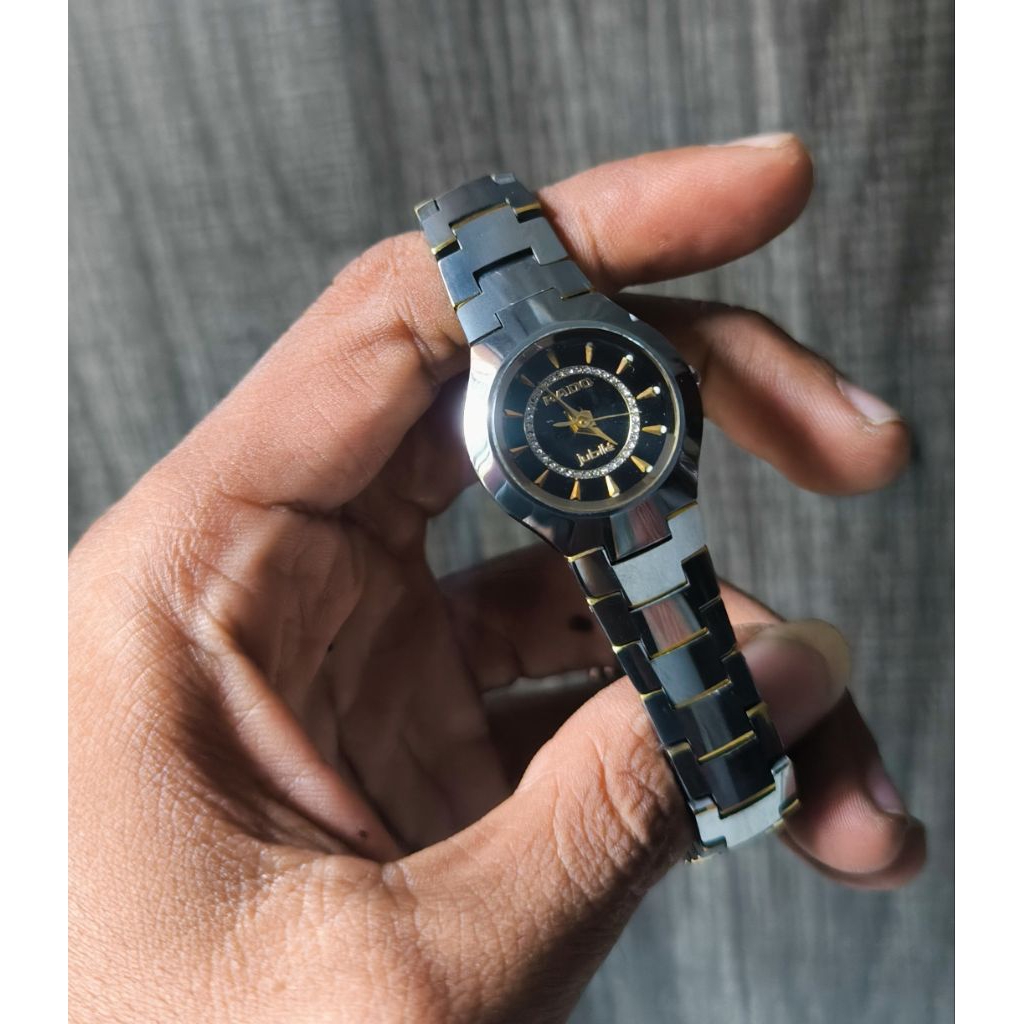 Jam tangan wanita Rado Jubile bahan Tungsten kilap kaca crystal sapphire Original