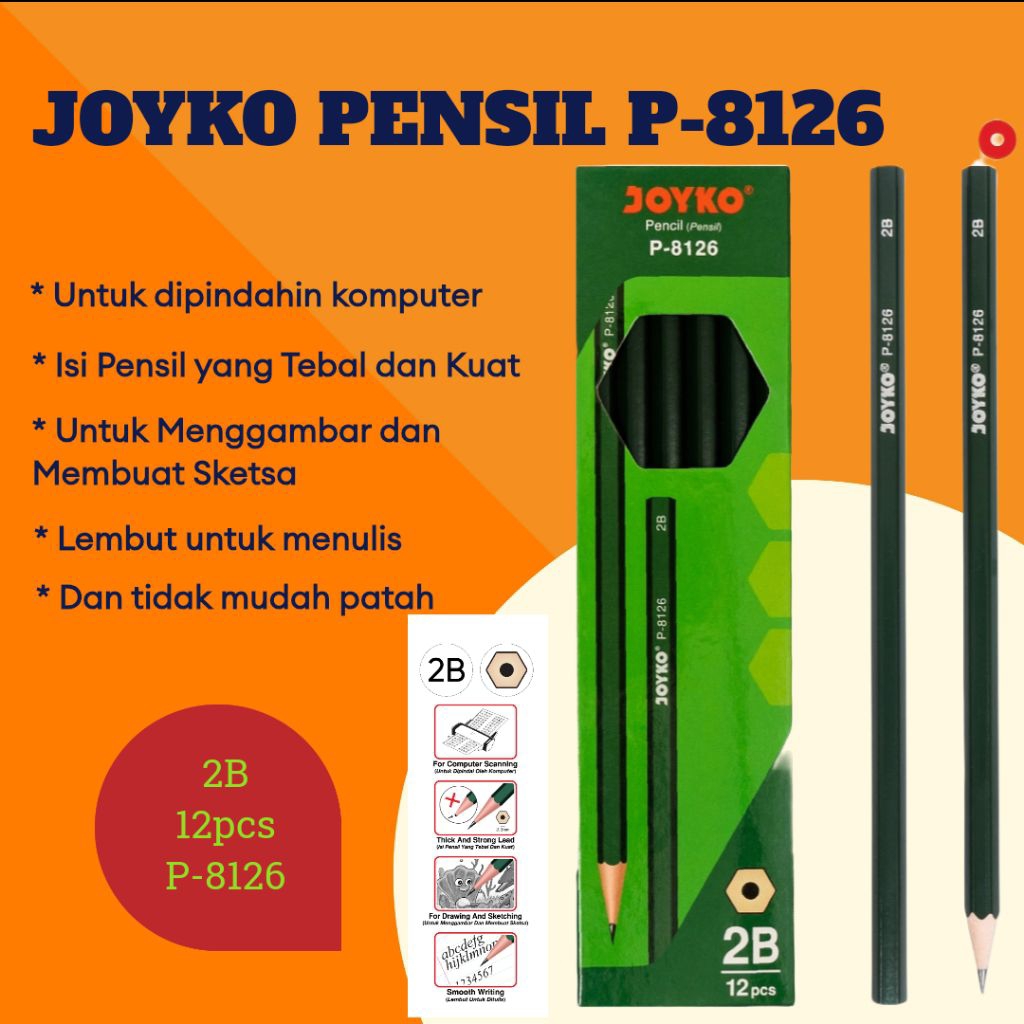 

Pensil 2B Joyko P-8126 1 pack 12 pcs Warna Hijau