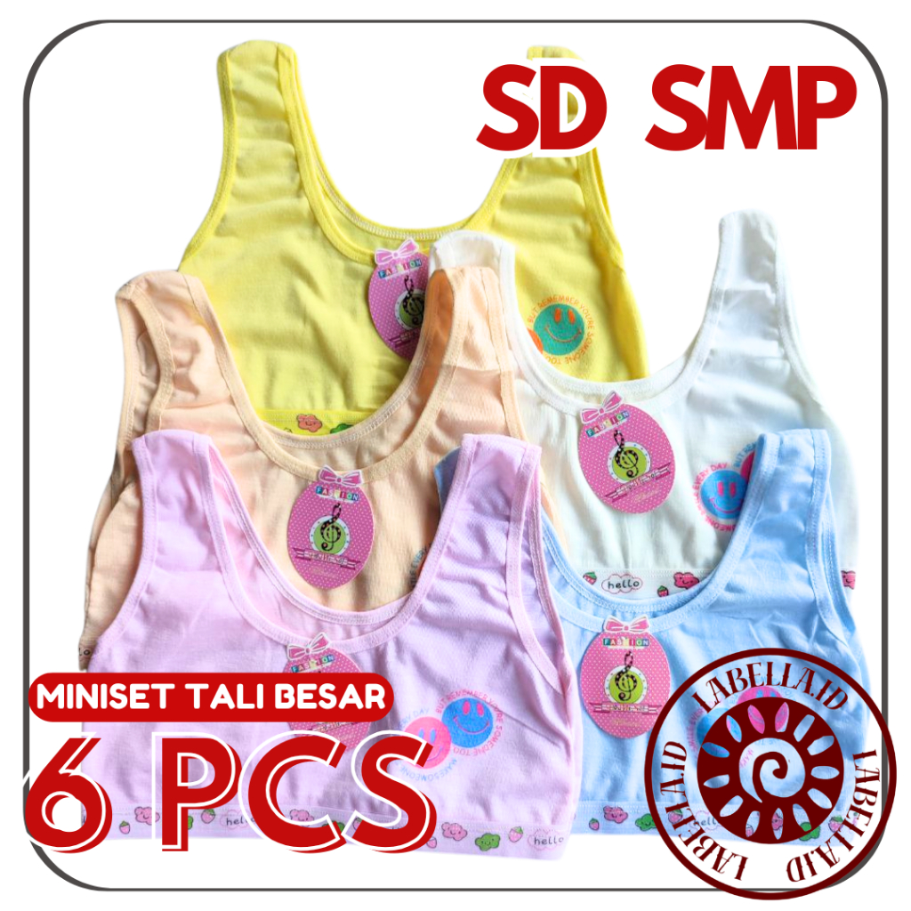 TERMURAH 6PCS Mini Set Anak Katun Sekolah SD SMP Bra BH Miniset Anak Cewek Domisol LABELLAID
