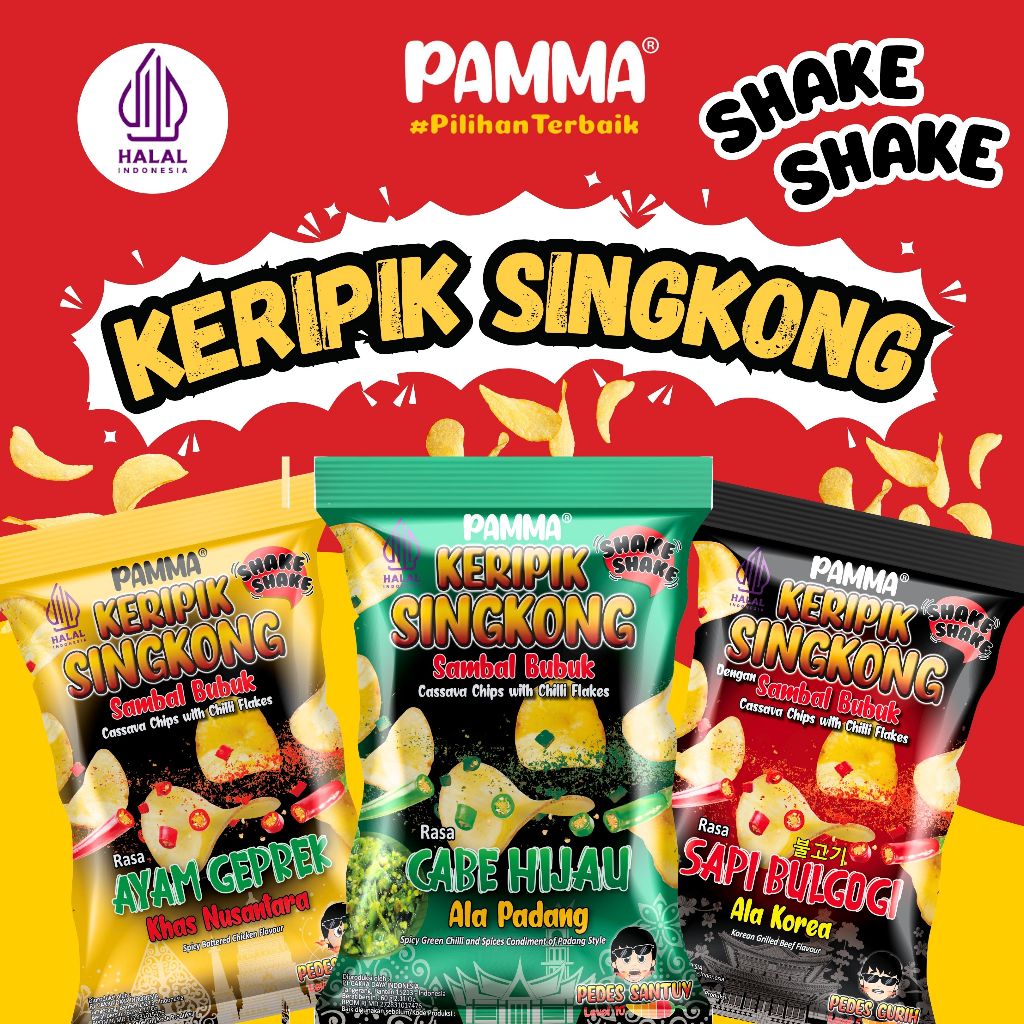 

PAMMA KERIPIK SINGKONG SAMBAL BUBUK - 60G {100% Singkong Asli}