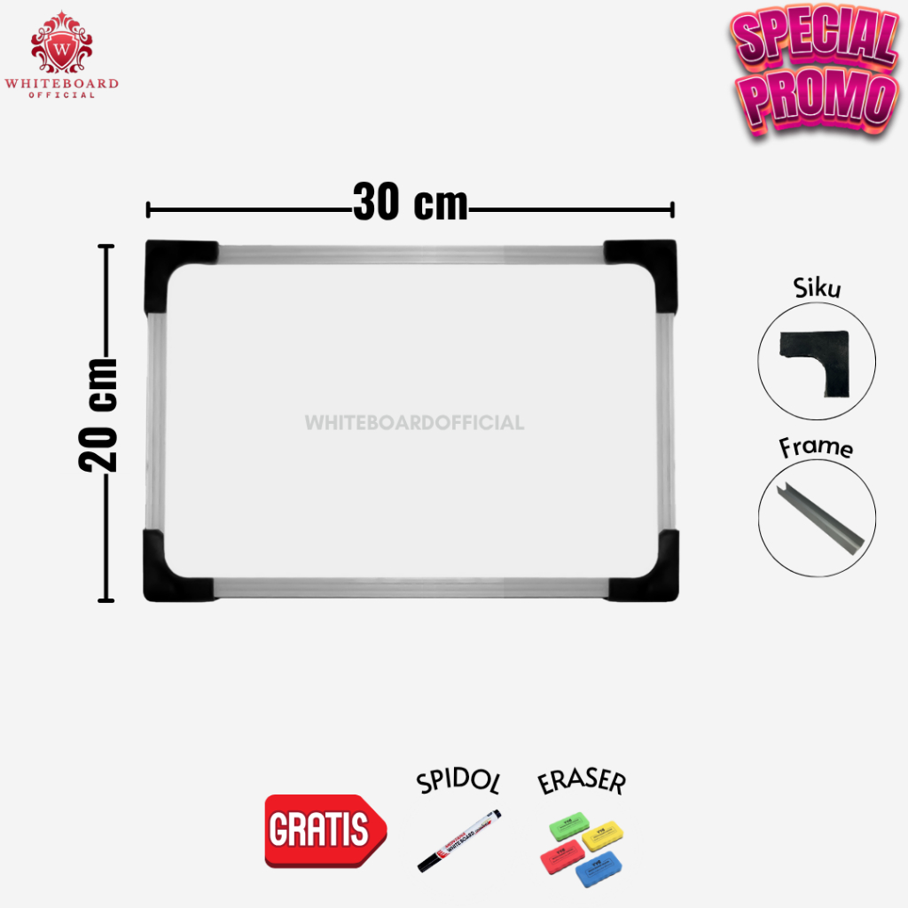 

RAIJIN Papan Tulis White Board 20x30cm / Whiteboard Non Magnet Gantung (SPECIAL PROMO)