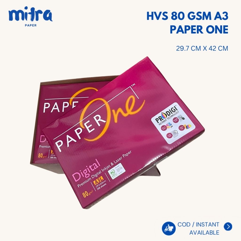 

PaperOne Kertas A3 80gr Digital 1 Rim (500 lembar) Kertas HVS A3 Kertas Fotocopy