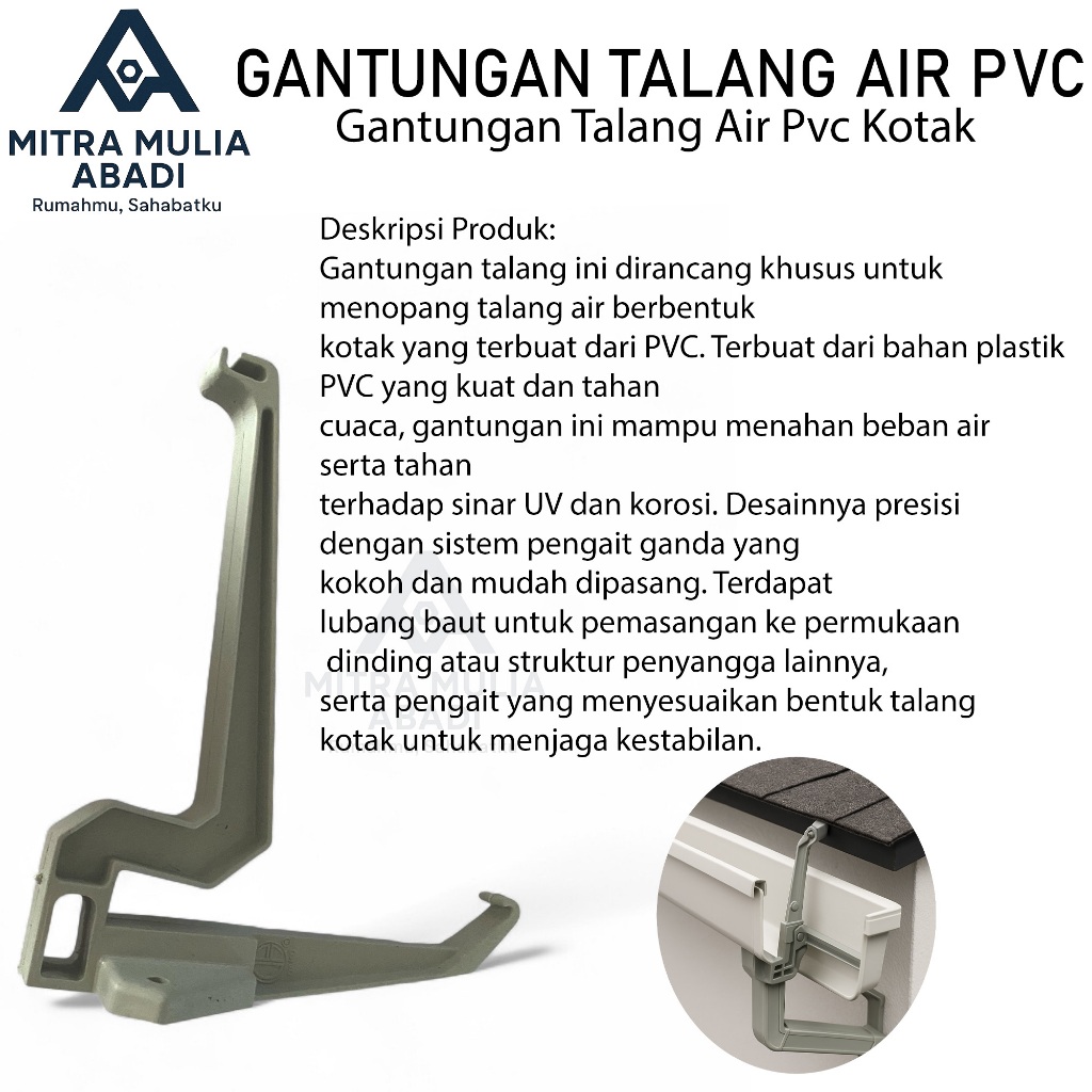 ID GANTUNGAN TALANG ABU-ABU PVC - GANTUNGAN TALANG KOTAK PVC - KAKI TALANG AIR