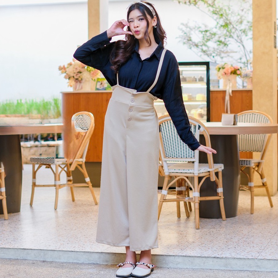 Yoenik Apparel Yumi Overall Kulot  Jumpsuit Wanita  Baju Kodok Celana Panjang