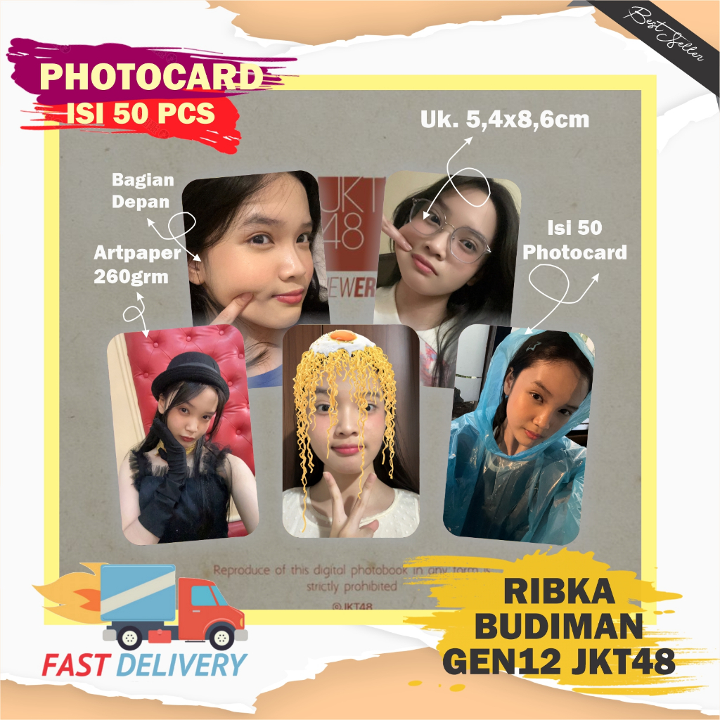 JUAL PHOTOCARD Ribka Budiman si 50 PCS (Unofficial/Fanmade) Bonus Stiker dan Inner Slevee 5pcs