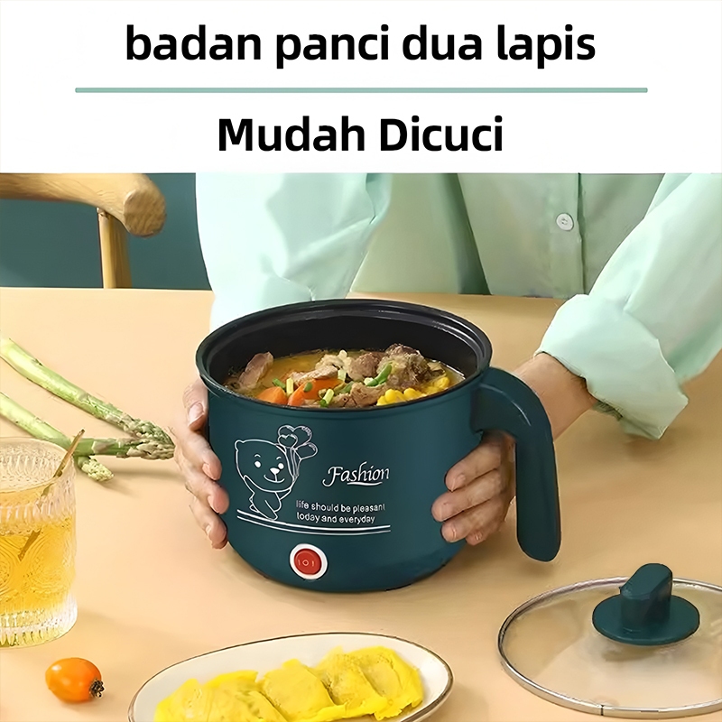 Panci Listrik Elektrik Cooker Stainless Steel Teflon Cooking Pot Rice Cooker Mini