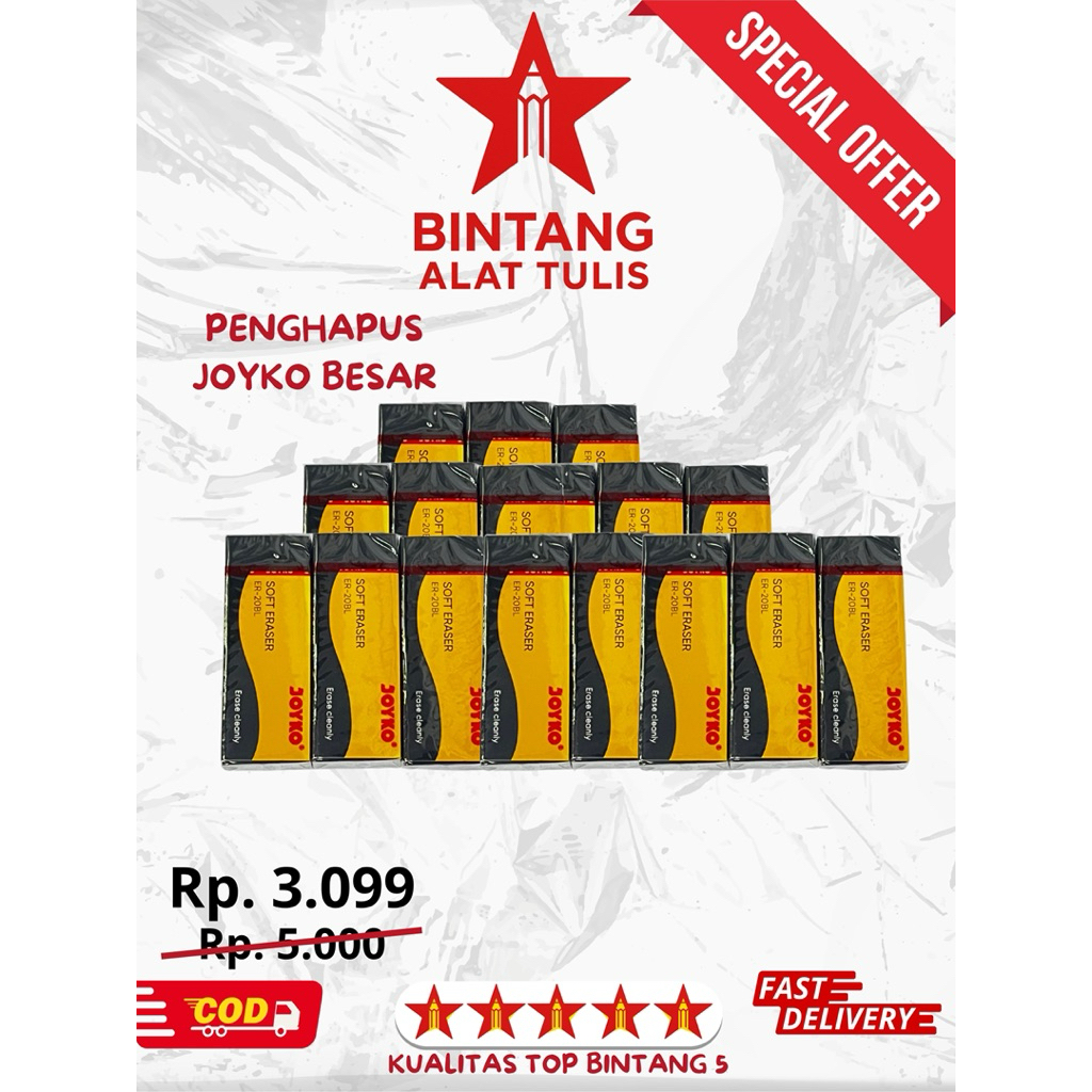 

Penghapus Joyko Besar JP-28 | Soft Eraser Original | Penghapus Pensil Joyko untuk Sekolah dan Kantor