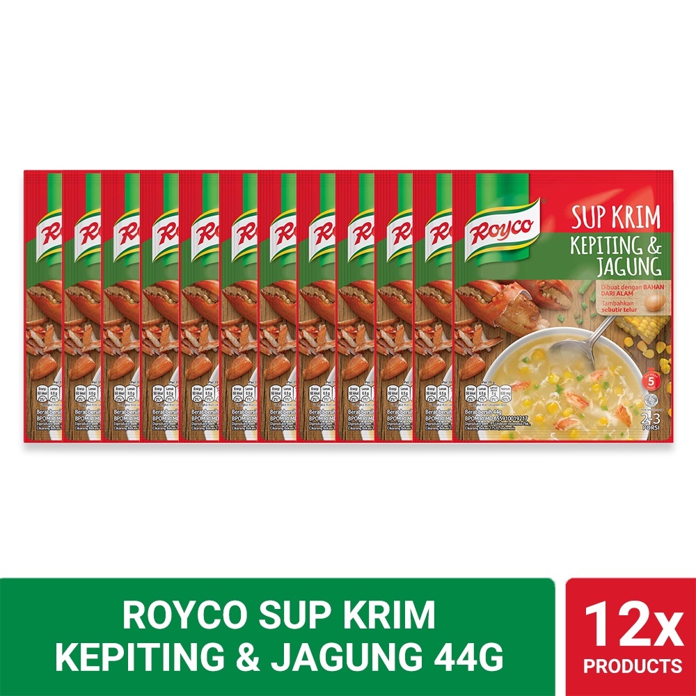

ROYCO SUP KRIM KEPITING & JAGUNG 44G (ISI 12) / SUP KRIM KEPITING