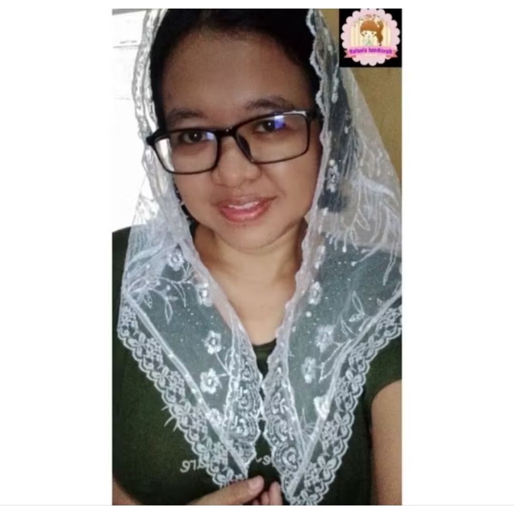 Mantilla tile bordir Mutiara/Mantilla segitiga/Kerudung misa/Mantila