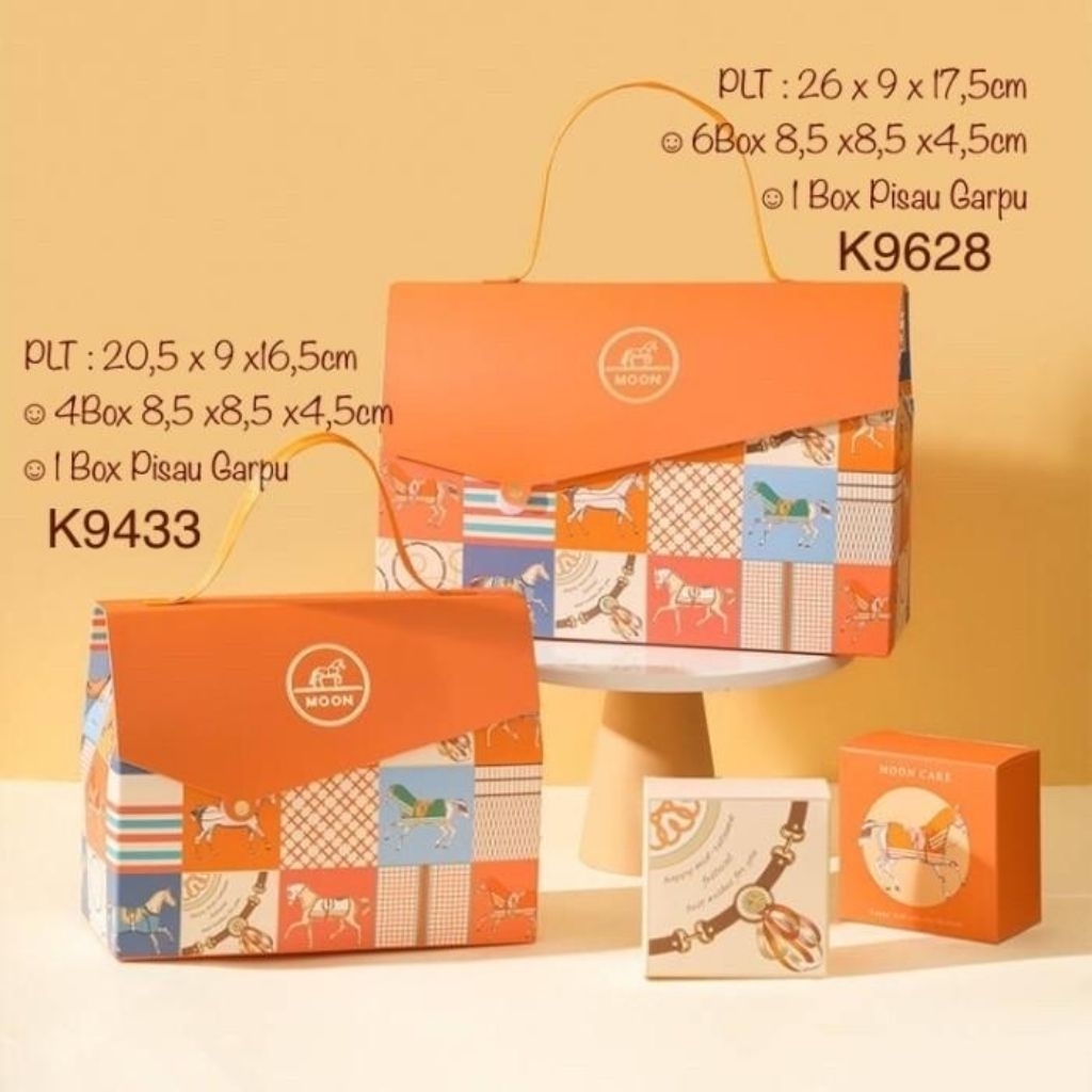 

ORANGE VINTAGE HANDLE - Kotak mooncake 50-125gr box packaging mooncake 75gr 100gr dus kue bulan pie