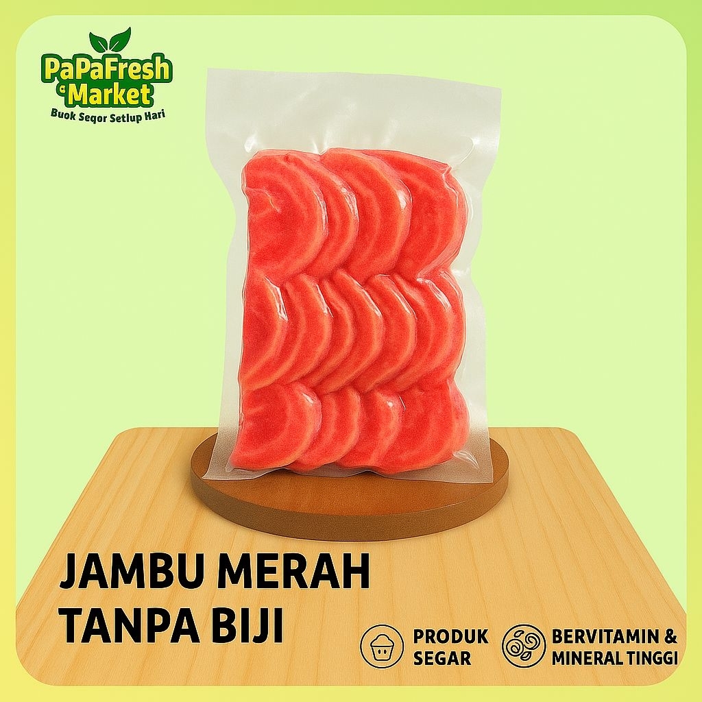 

BUAH JAMBU MERAH KUPAS FROZEN UNTUK JUS 500 GRAM