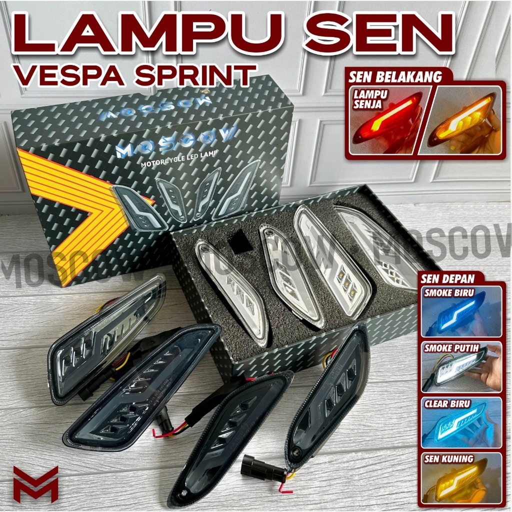 LAMPU SEIN MERK MOSCOW SMOKE LED RUNNING VESPA SPRINT PRIMAVERA SET DEPAN BELAKANG VESPA ELETTRICA L