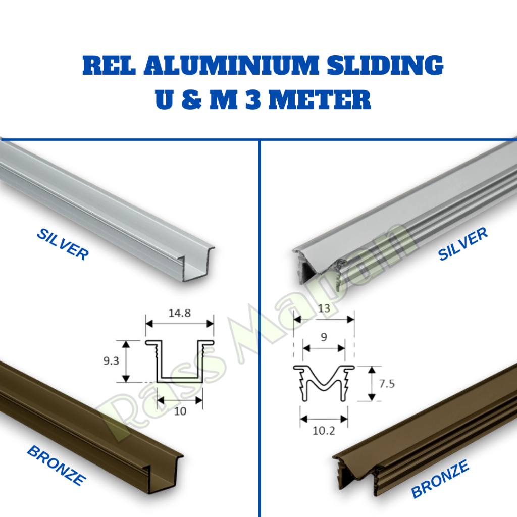 Rel Pintu Sliding Aluminium Lemari Kayu Minimalis Huben U M SD-02 31-41 329