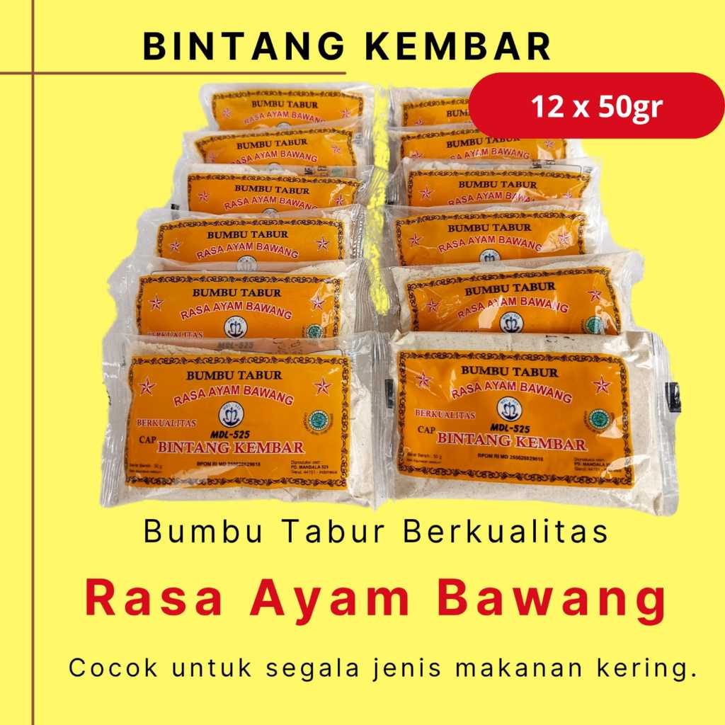 

Bumbu Tabur Rasa Ayam Bawang merk Bintang Kembar mdl 525 1 Pack ( 12 sachet )