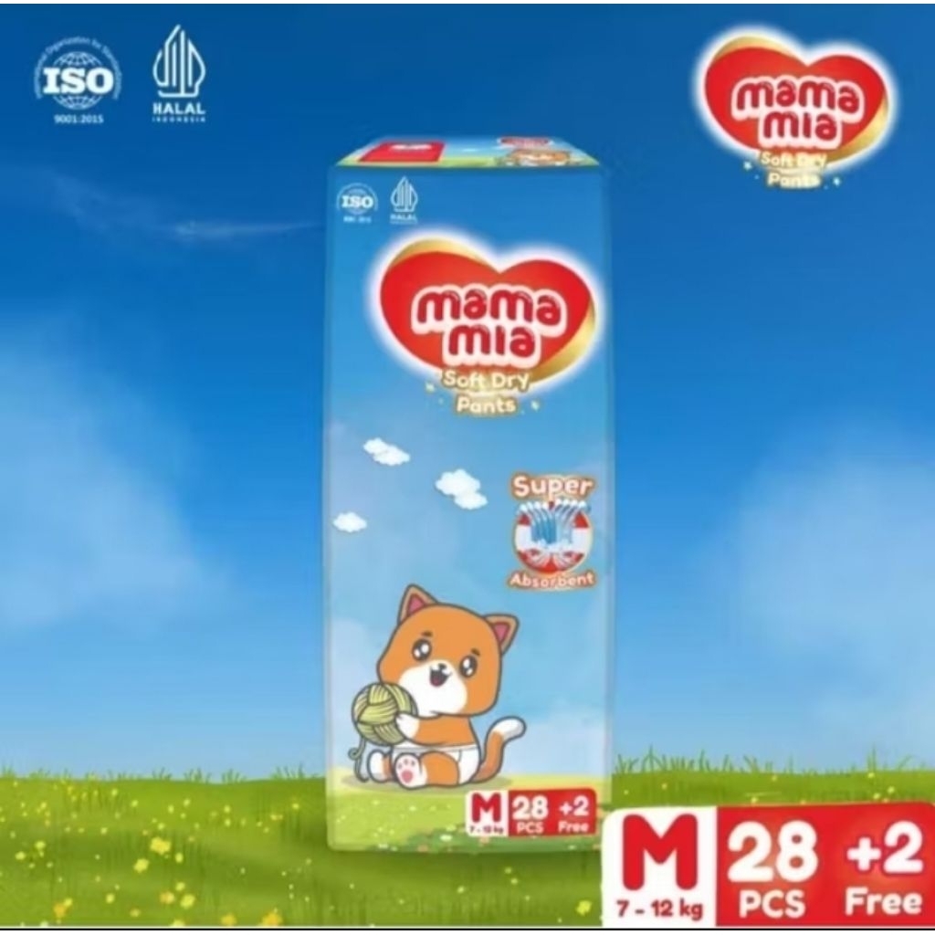 MAMAMIA Popok Bayi Premium Ukuran M 28+2