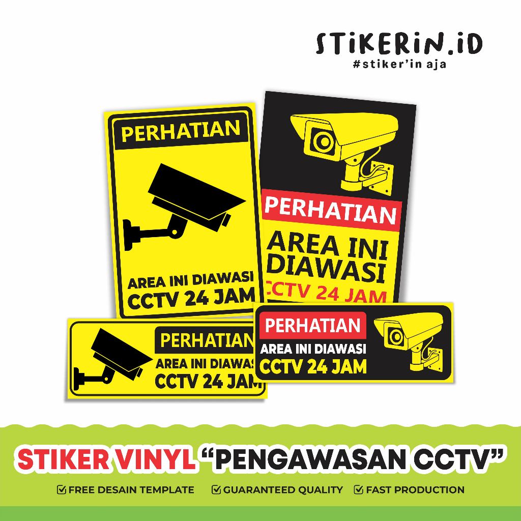 

Stiker Pengawasan CCTV 24 JAM Stiker Peringatan CCTV 24 Jam bahan Vinyl Glossy Anti Air