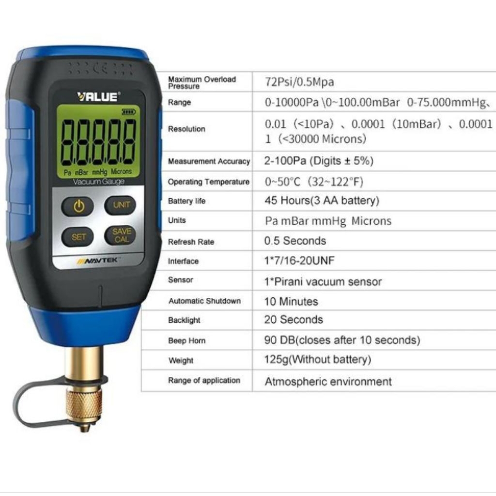 Digital Vacuum Gauge VALUE / Vacuum Pump Digital Value VMV-1