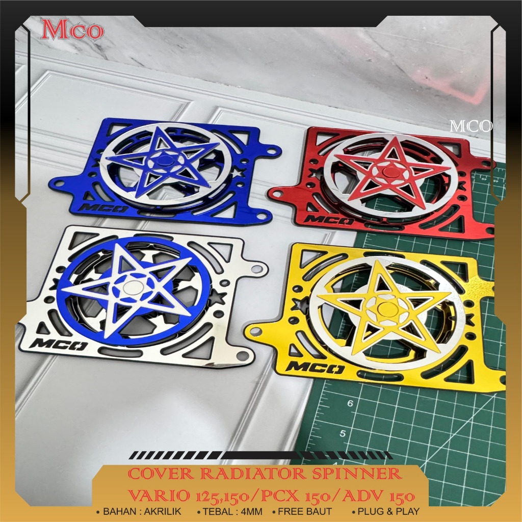 COVER RADIATOR VARIO 125/150 PCX 150 ADV150 SPINNER MODEL BINTANG BAHAN AKRILIK AKSESORIS TUTUP RADI