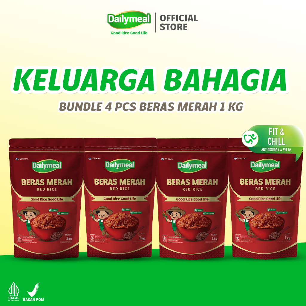 

[Keluarga Sehat] Dailymeal - Red Rice (Beras Merah) 1 kg (4pcs) - Superfood Premium untuk Nutrisi