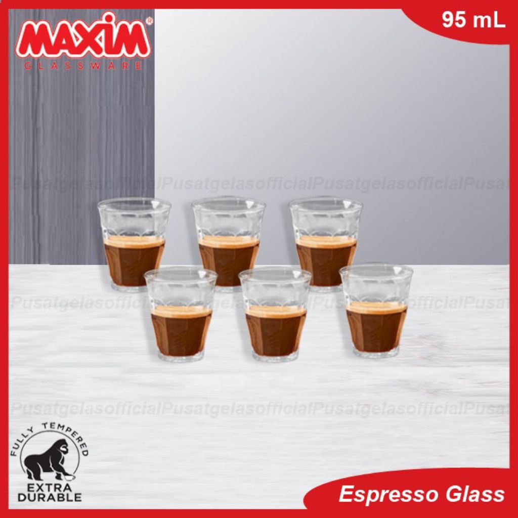 1 SET 6 PCS MAXIM Gelas Espresso 95 mL/MAXIM Gelas Espresso/Gelas Mini/Gelas Kaca Tempered/MAXIM Tem