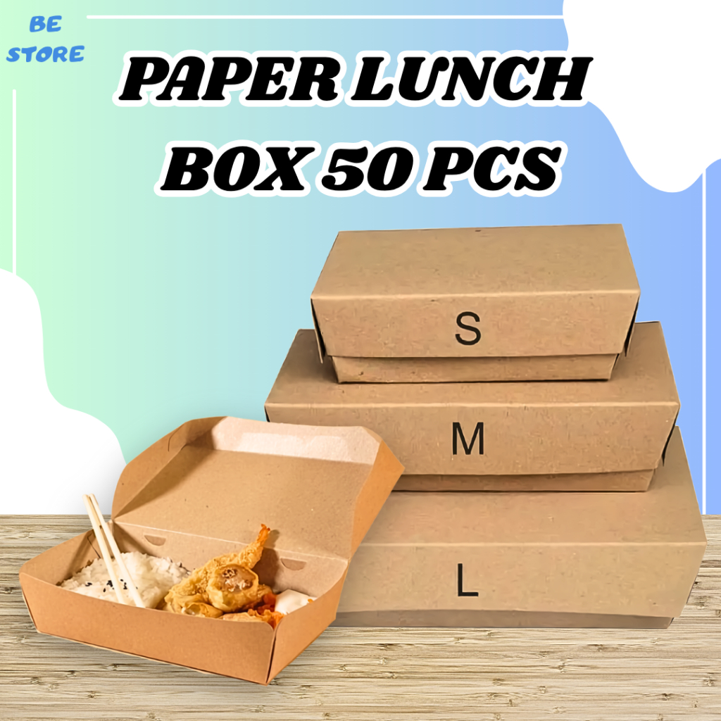 

Kraft Paper Lunch Box uk M & L FOOD GRADE Kotak Makan Coklat | Lunchbox Box Lipat