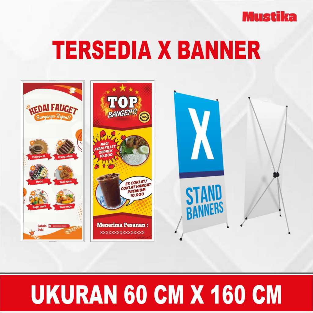 X-BANNER UKURAN 60 X 160 CM ( BANNER + TIANG )