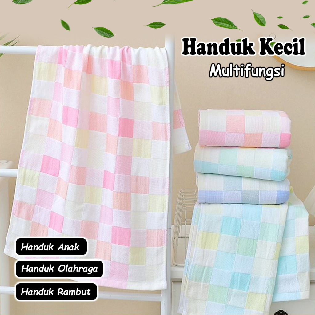 Handuk Kecil Motif Kotak 50x100cm/Handuk Olahraga Motif Kotak Cotton Tebal Menyerap Air/ Handuk Tang