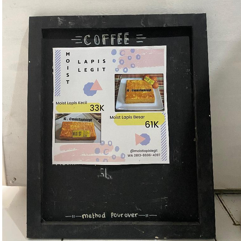 

Papan Tulis Kapur Blackboard Menu Cafe 50 X 60