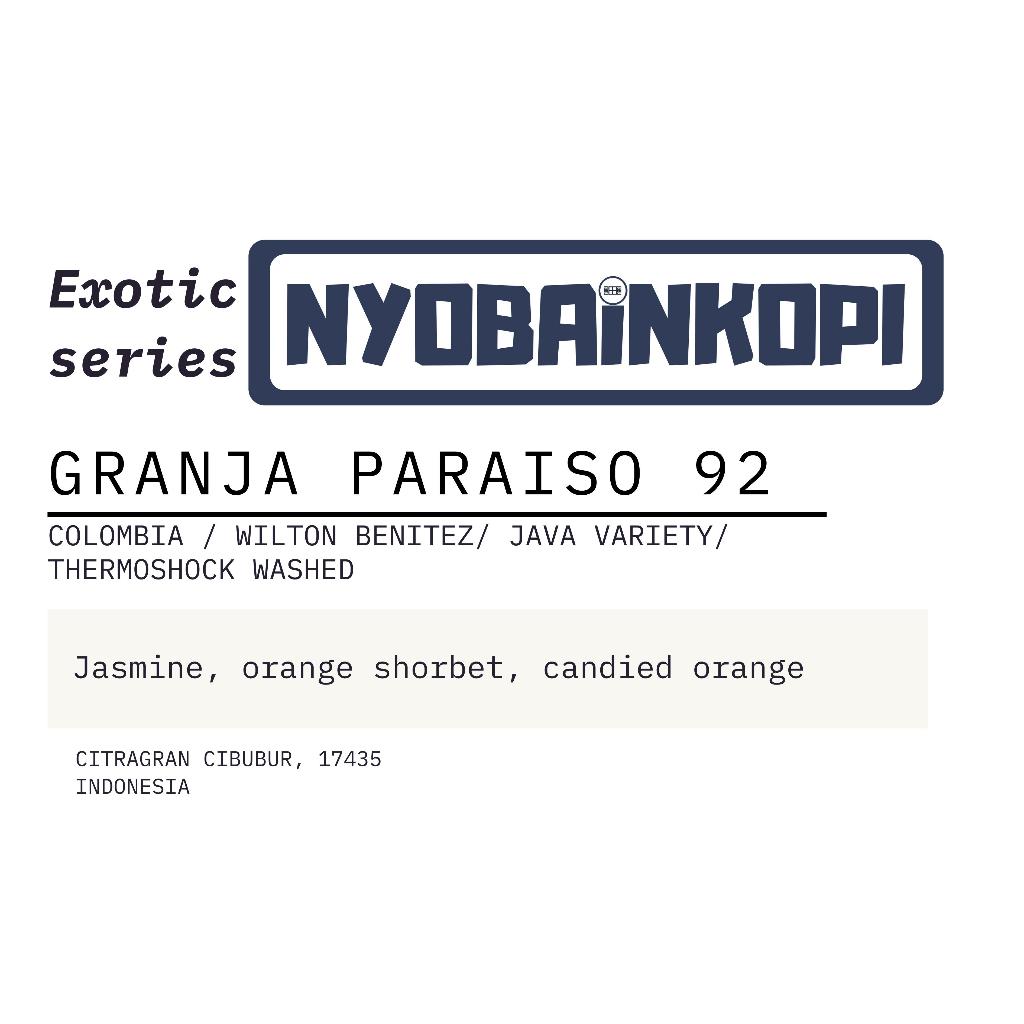 

EXOTIC SERIES - Colombia Granja Paraiso 92 - (roasted bean - biji kopi sangrai) - 13gr